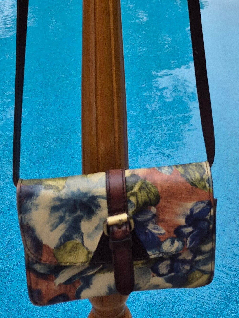 Patricia Nash Floral Crossbody Bag in Blue, Brown, Green